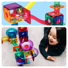 PicassoTiles - PicassoTiles Magnetic Marble Run Set: 70-Piece Set - Ages 3+-4