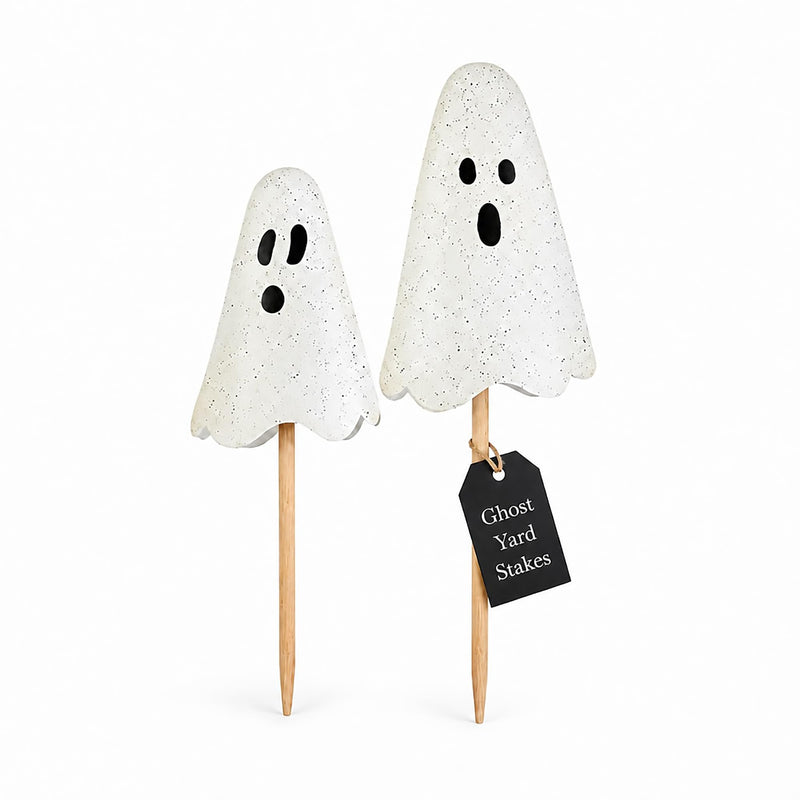 Mud Pie Halloween Metal Ghost Yard Signs, 24", 20"-1