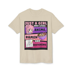"Just a Girl Who Loves Anime Ramen and Sketching" T-Shirt-4