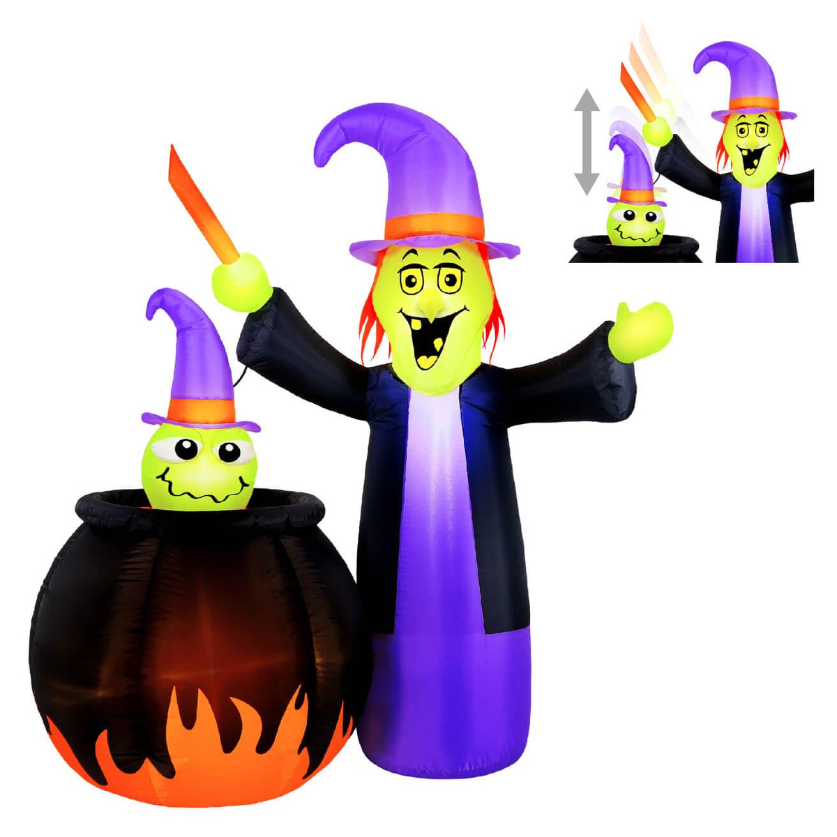 Occasions Halloween 5 Foot Inflatable Animated Witch with Cauldron-1