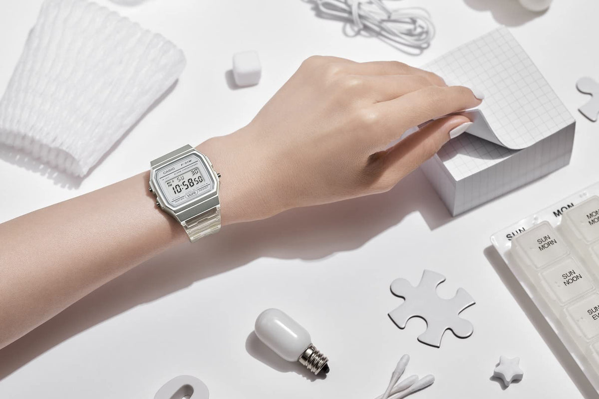 Casio Quartz Watch with Resin Strap, Clear, 20 (Model: F-91WS-7CF)