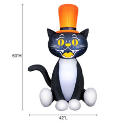 Occasions Halloween 5 Foot Inflatable Black Cat with Top Hat-3