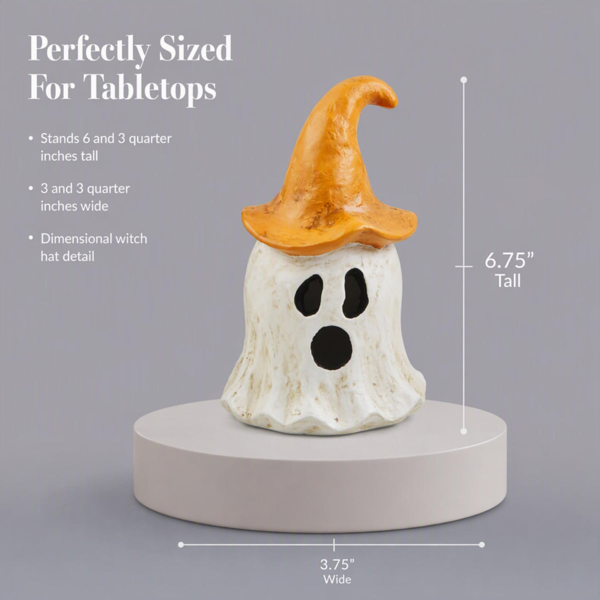 Mud Pie Halloween Lantern, Orange Ghost Witch Lantern, 3.75 x 6.75 Inch-4