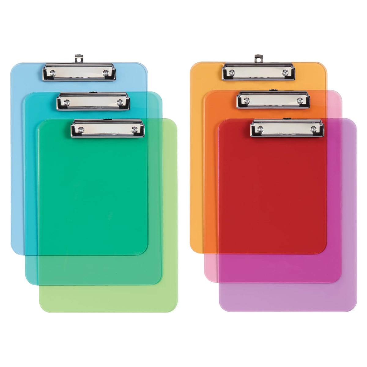 Oxford Plastic Clipboards, Metal Clip with Plastic Corners, Writing Surface with Hanging Loop, Assorted Colors, 12.5" x 9", 6 Pack (25402) 🍁 All In One Marketplace Canada