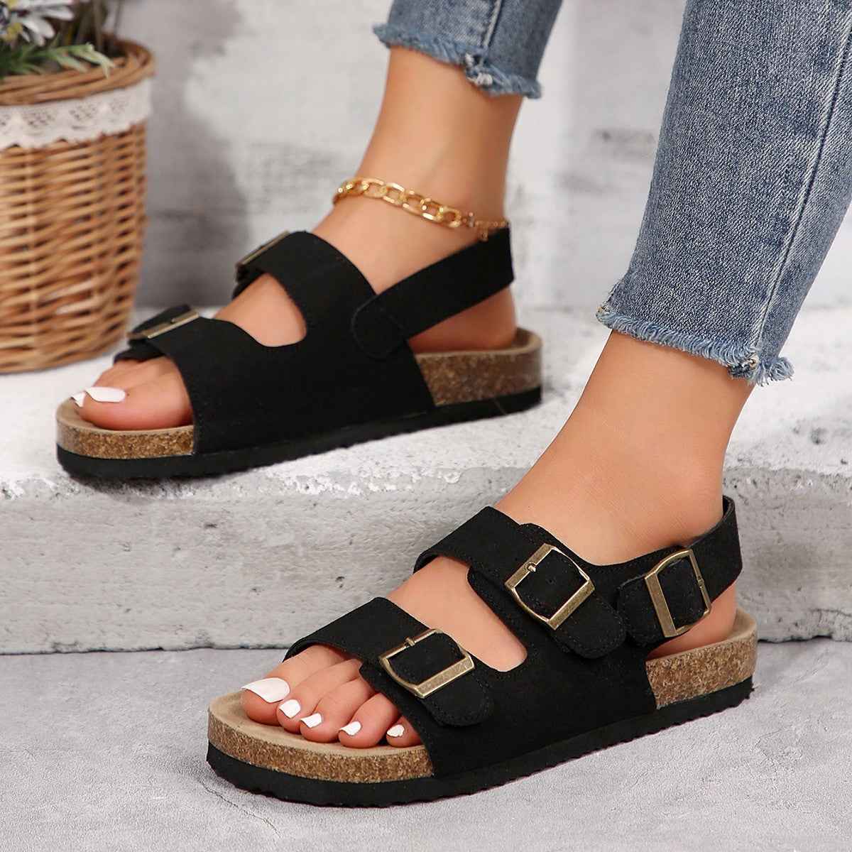 Cork Beach Sandals Korean Style Women's Sandals-1