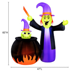 Occasions Halloween 5 Foot Inflatable Animated Witch with Cauldron-4
