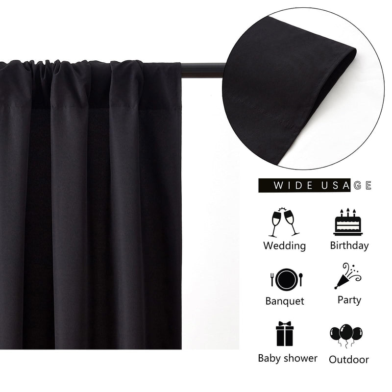 Backdrop Curtains Black Polyester Backdrop for Curtains 2 Packs 5ftx8ft-4