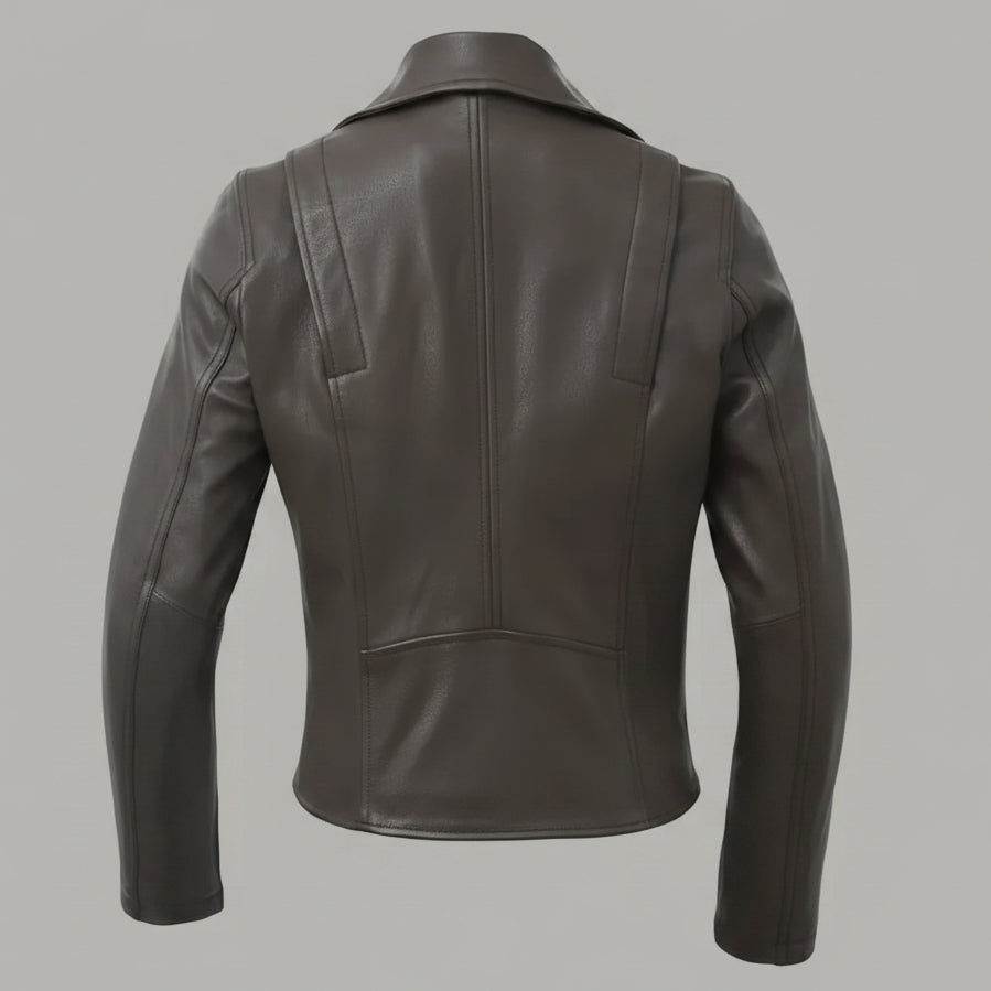 Women’s Lightweight Leather Fashion Jacket | Soft Naked Cowhide Casual Moto Style-30
