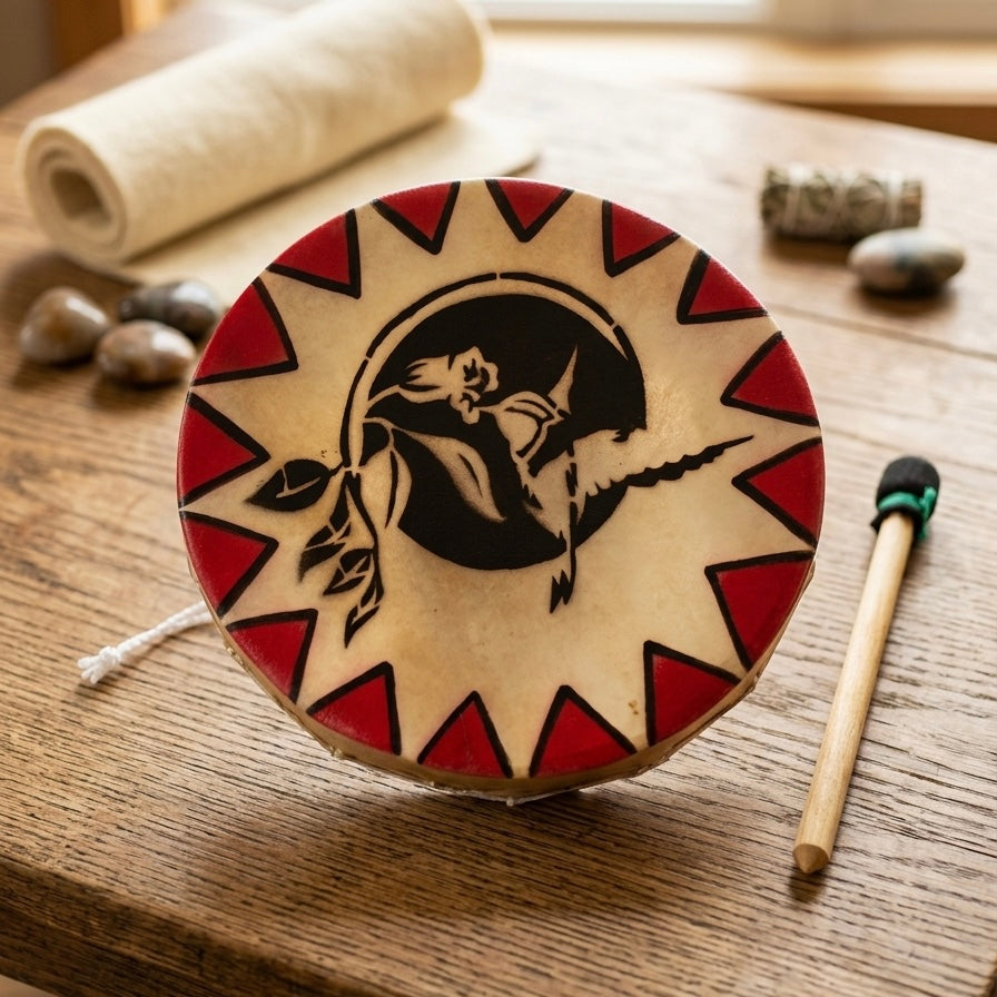 Hummingbird with flower 8” Hand Drum-1