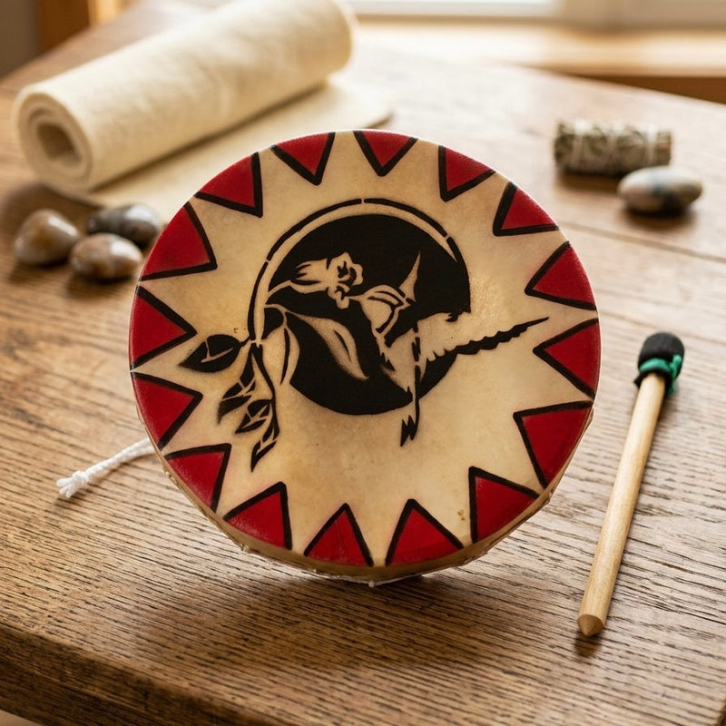 Hummingbird with flower 8” Hand Drum-1