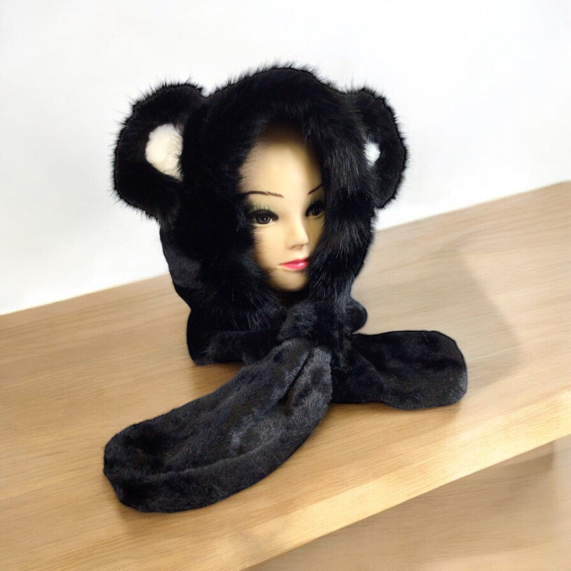Soft Plush Hat w/ scarf (Panda)-8
