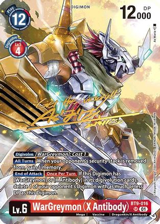WarGreymon (X Antibody) (Rare Pull) (BT9-016) - World Convergence Foil-1