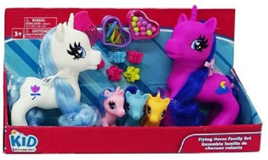 Juego Familiar de Caballos Voladores Kid Connection – 5 Unicornios con Accesorios para el Cabello (Edición Rosa Intenso) (628195748314)