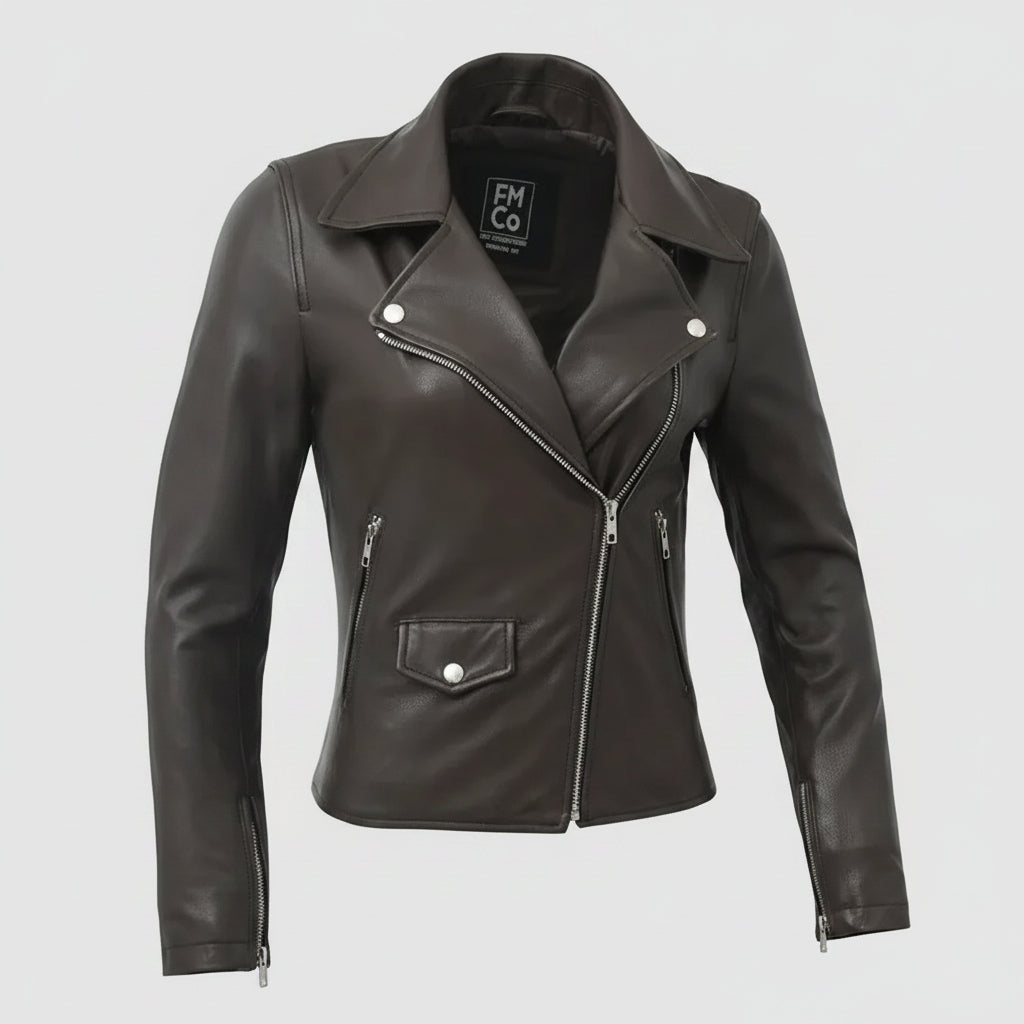 Women’s Lightweight Leather Fashion Jacket | Soft Naked Cowhide Casual Moto Style-29