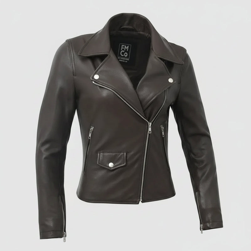 Women’s Lightweight Leather Fashion Jacket | Soft Naked Cowhide Casual Moto Style-29