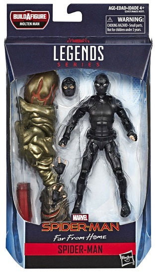 Spider-Man – Marvel Legends Spider-Man (Stealth Suit) 6-Inch Action Figure [Far From Home] – Molten Man BAF Series (UPC: 630509817245)