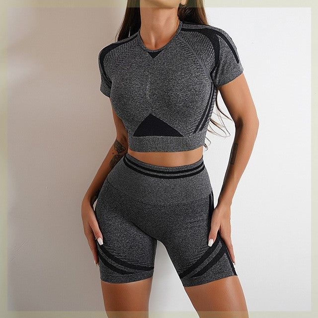 Women’s Seamless Sports Set – Workout Outfit with Booty Yoga Pants-13