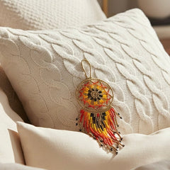 Golden yellow ,Celestial Beaded Handmade Dreamcatcher-1