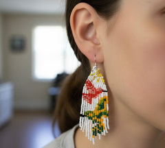 White Sky Dancer Beaded Earrings-4