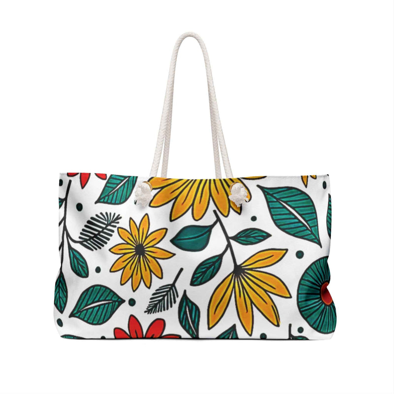 Colorful Floral Pattern Weekender Bag | Spring Flower Large Tote Bag-3