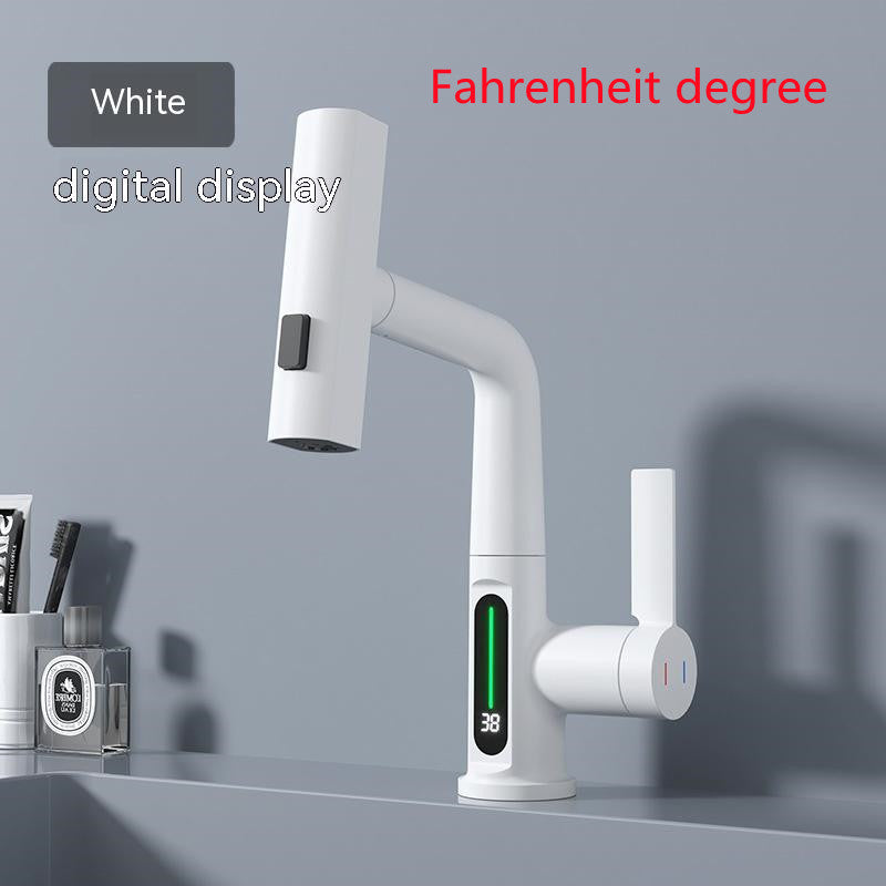 Intelligent Digital Display Faucet Pull-out Basin Faucet Temperature Digital Display Rotation-14