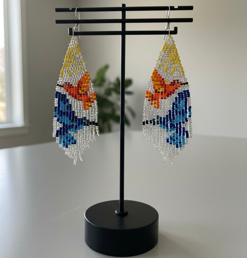 Silver Sky Dancer Beaded Earrings-4