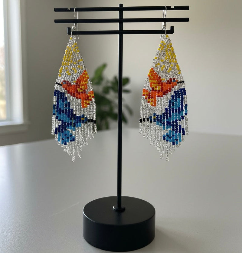 Silver Sky Dancer Beaded Earrings-4