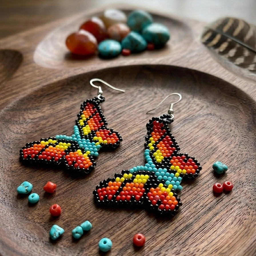 Multicolour Butterfly Beaded Earrings-7