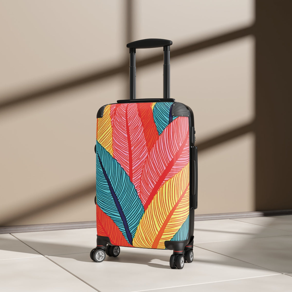 Colorful Tropical Feather Suitcase - Vibrant Travel Luggage-5
