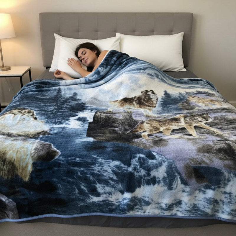LUXURY PLUSH ULTRA SOFT BLANKET (Wolf Paradise)-2