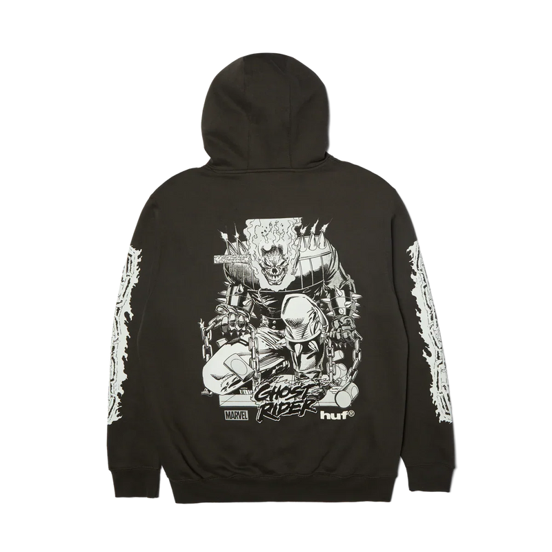 HUF x Marvel 'Ghost Rider' Hoodie - Washed Black-2