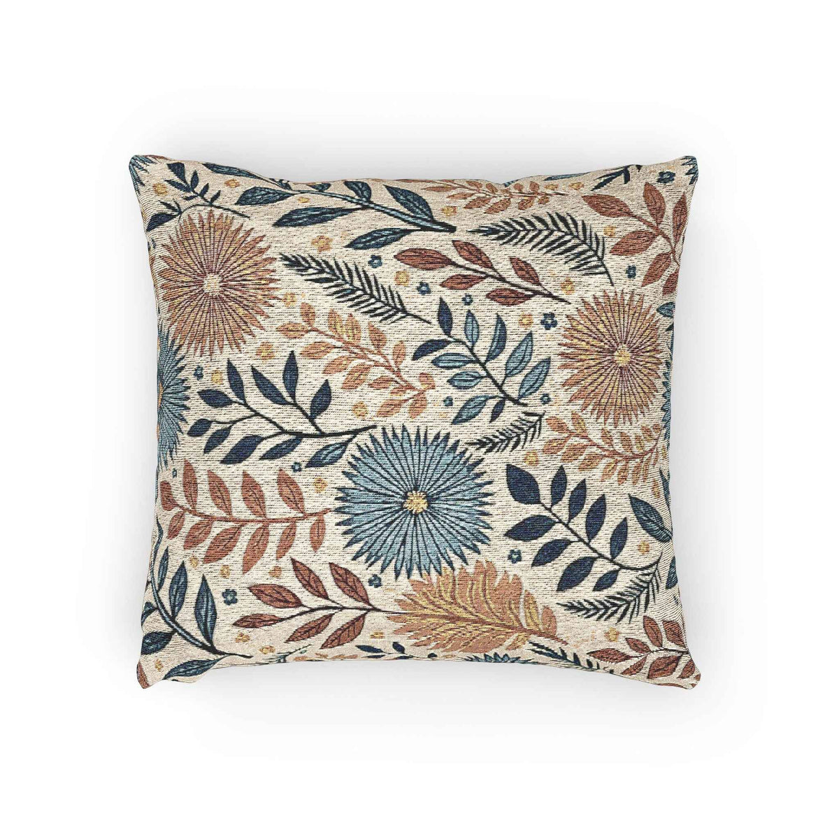Boho Floral Woven Pillow | Textured Daisy Leaves Decorative Pillow-5