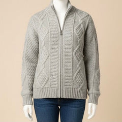 Grey Cayambe Alpaca Cable Knit Sweater-10