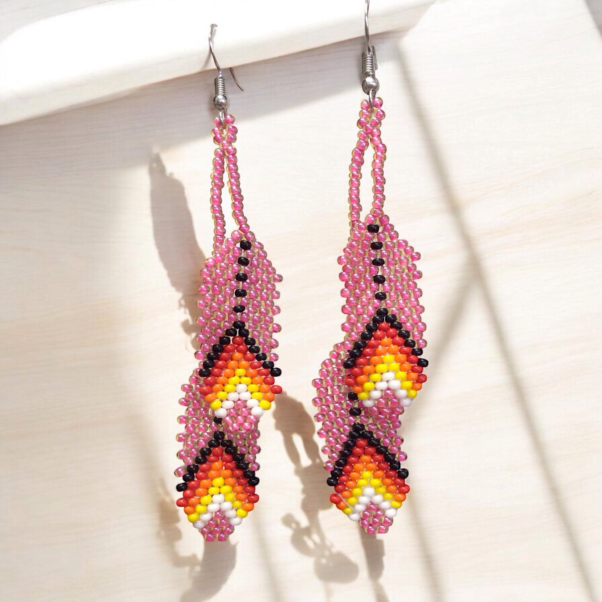 rose pink Beaded Earrings-3