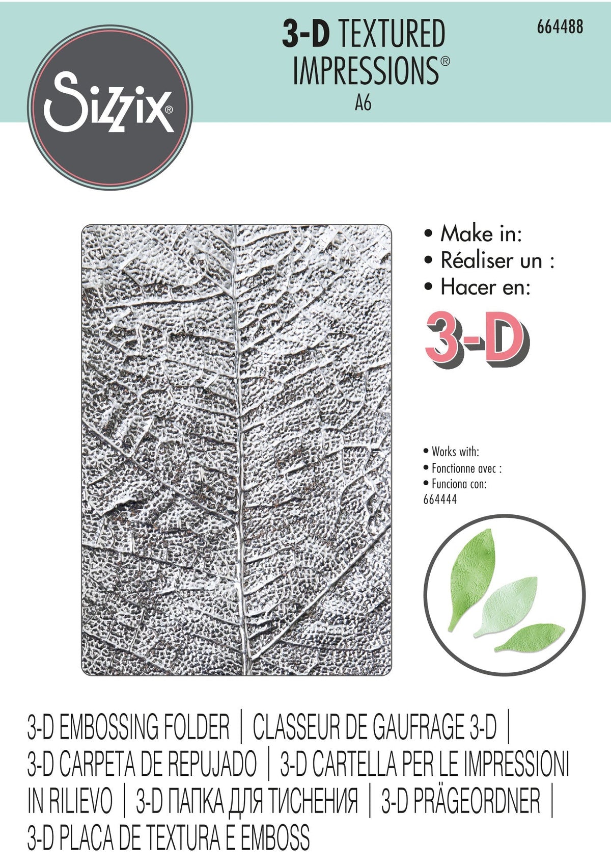 Sizzix 3-D Textured Impressions Embossing Folder - Leaf Veins-1