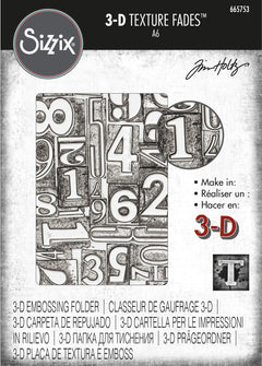 Sizzix 3-D Texture Fades Embossing Folder - Numbered by Tim Holtz-1