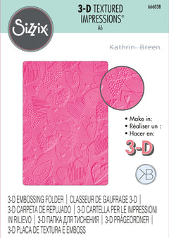 Sizzix 3-D Textured Impressions Embossing Folder - Mark Making Hearts by Kath Breen-1