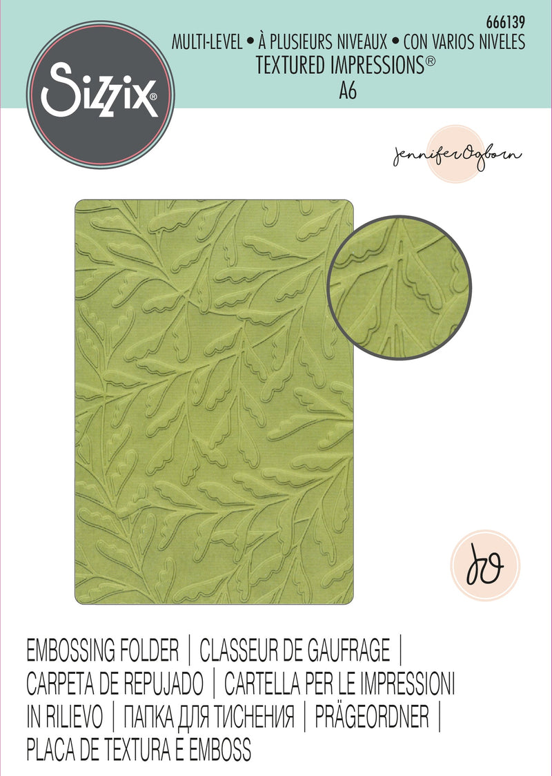 Sizzix Multi-Level Textured Impressions Embossing Folder - Delicate Leaves by Jennifer Ogborn-1