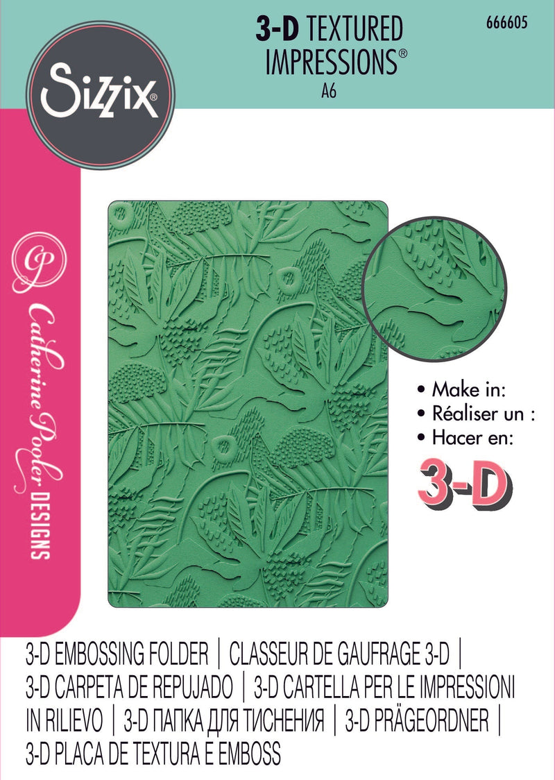 Sizzix 3-D Textured Impressions Embossing Folder - Jungle Textures by Catherine Pooler-1