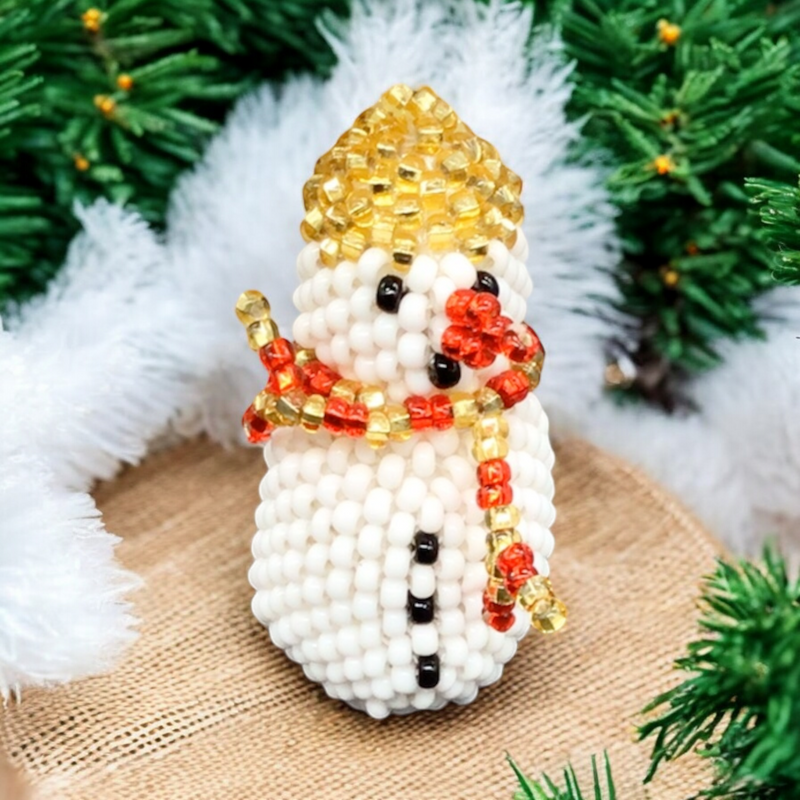Snowman Beaded Christmas Ornament-3