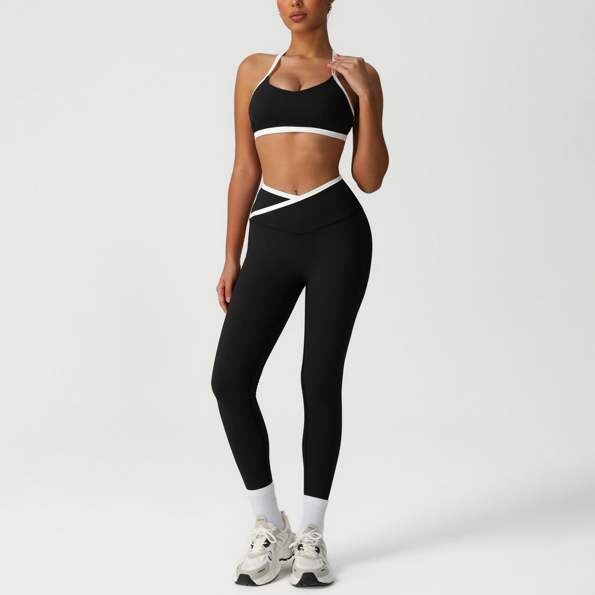 Peach Hip High Waist Tight Yoga Pants Suit – Sculpting Yoga Activewear Set-4