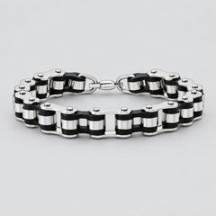 Men’s Stainless Steel Bicycle Chain Industrial Two-Tone Gear Biker Bracelet-1