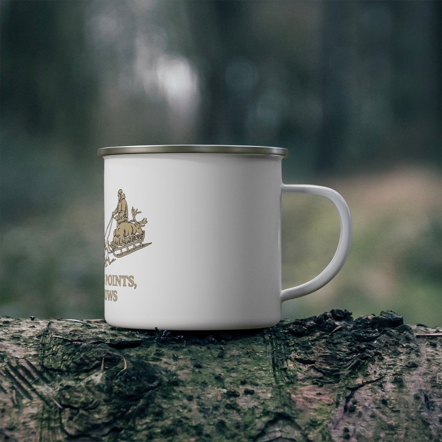 "The Compass Points but he Knows" Enamel Camping Mug