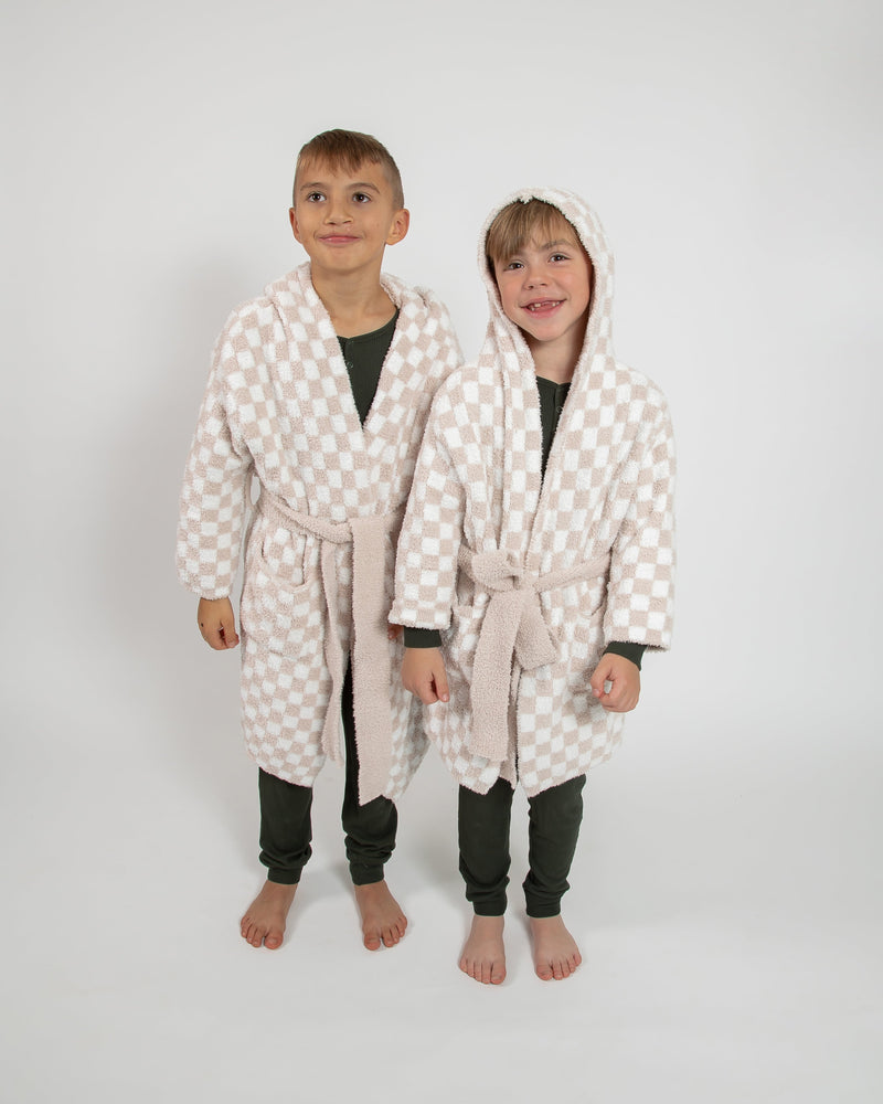 Childrens Check Print Hooded Robe-11