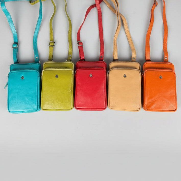 Greenwood Leather Compact Mini Crossbody. Slim Full-Grain Leather Phone Bag & Travel Organizer-25