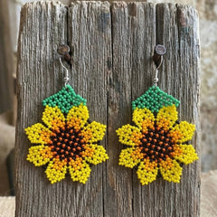 Sunflower Beaded Earrings (Yellow)-1