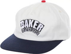 Baker 'Arch' 5-Panel Snapback Cap - White/Navy-1