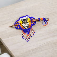 Native American Beaded Barrette with Fringes (2)-1