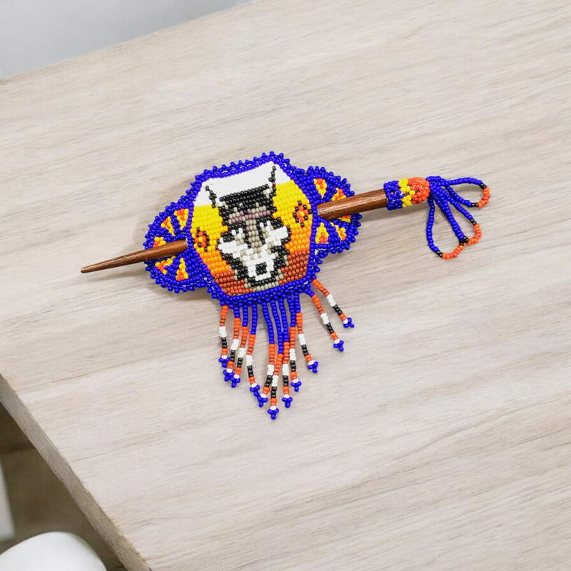Native American Beaded Barrette with Fringes (2)-1