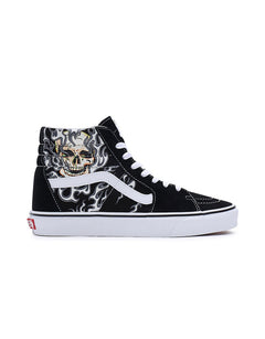 Vans 'Sk8-Hi' Shoes - Flame Skull Black/True White-1